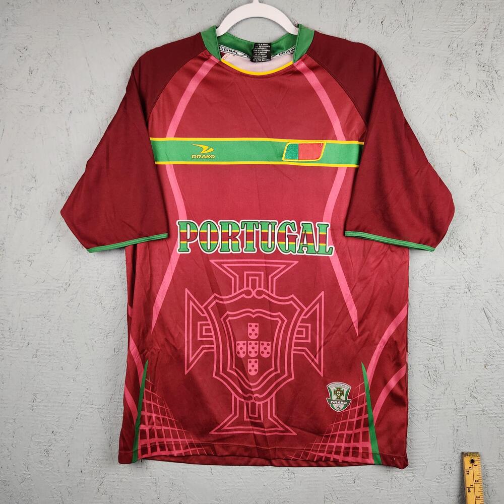Portugal Shirt Mens One Size Burgundy Green Soccer Fan Jersey Drako Graphic Logo